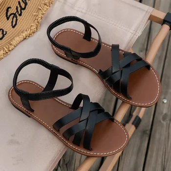 2024 New Summer Casual Women's Flat Sandals Fashion Design Open Toe Comfortable Women Flat Sandals Wholesale