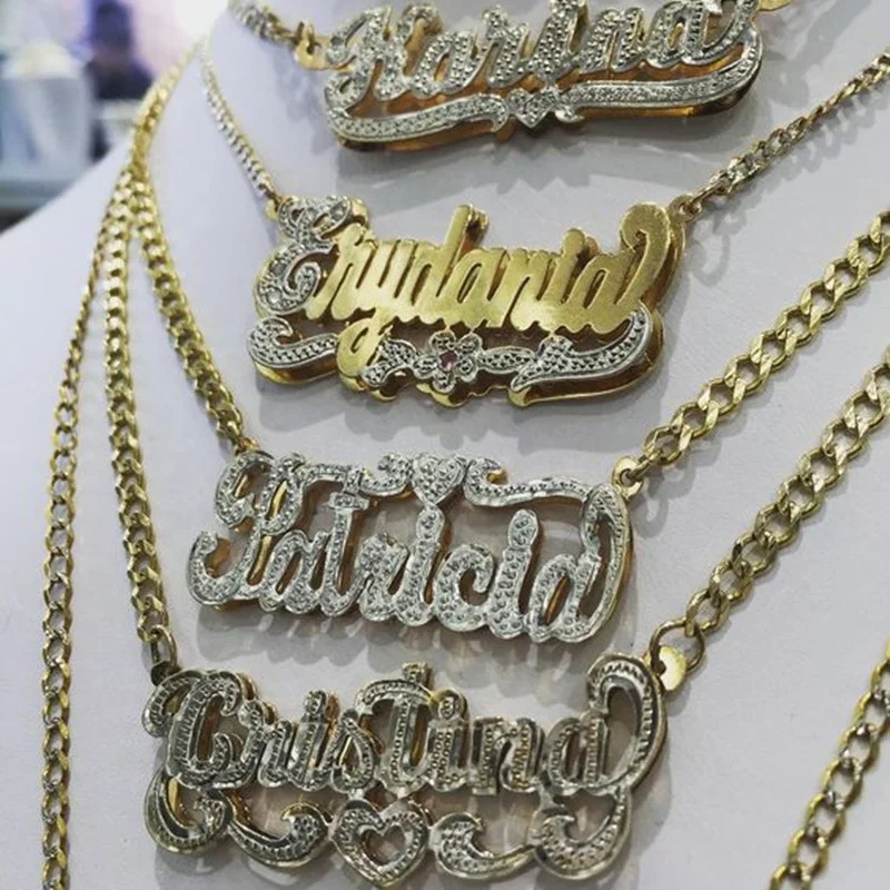 Custom Name Letter Necklace Hip Hop Punk Style Gold-plated