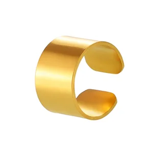 YUKAM Wholesale Waterproof Stainless Steel Jewelry PVD 18K Gold Plated Simple Open Index Finger Ring Hip Hop Fashion Rings Women