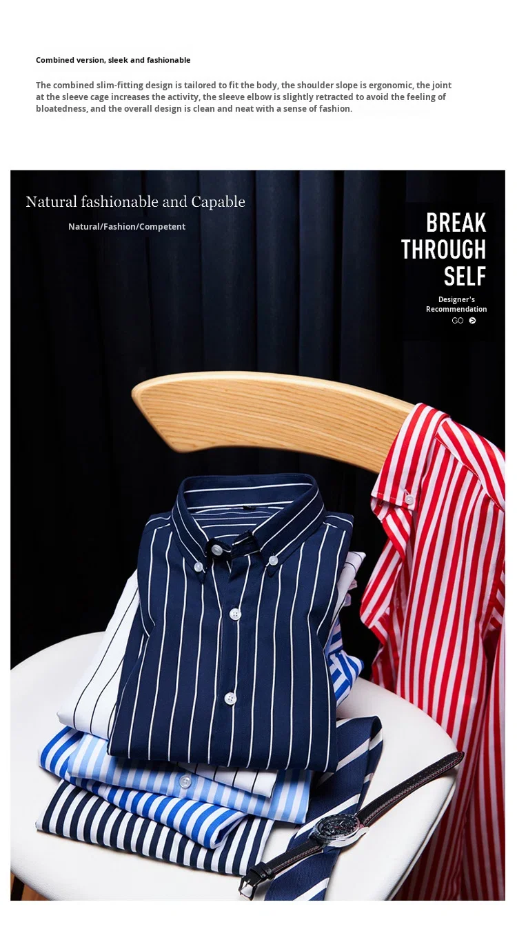 Men's Summer Japan Style Square Collar Striped Long Sleeve Polyester Casual Shirt Machine Washable Youth Fashion manufacture