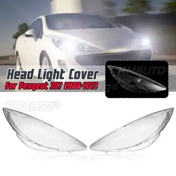 2pcs Car Front Headlight Cover Head Light Lamp Lens Shell Covers for Peugeot 307 2008 2009 2010 2011 2012 2013
