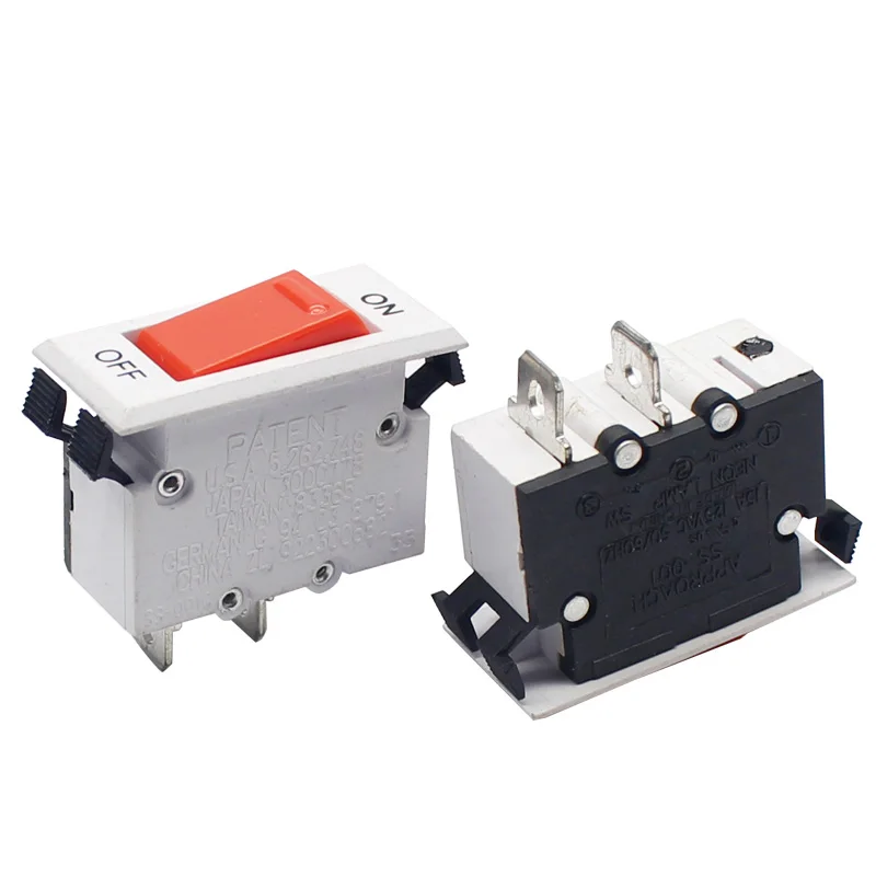 Srfghjs Interruptor basculante SS-001 Interruptor basculante rojo iluminado  Protector de sobrecarga térmica Disyuntor con luz (corriente nominal: 15A)