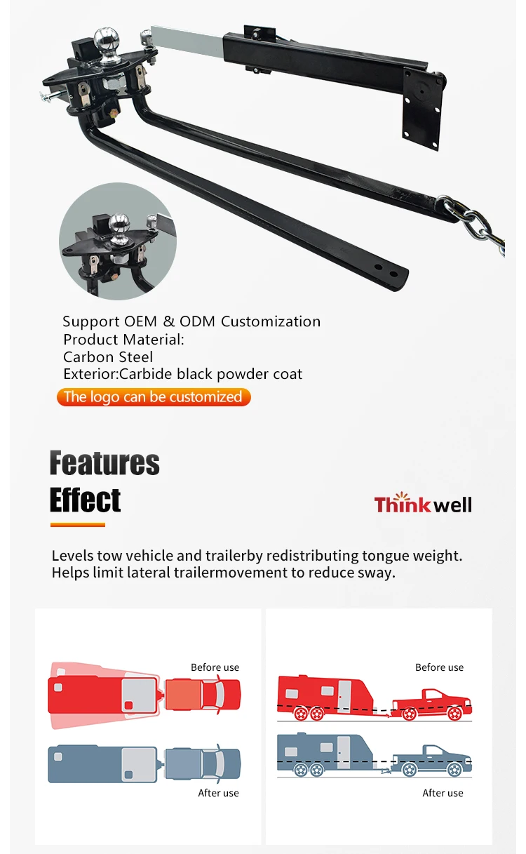 Thinkwell Custom Weight Distribution Hitch For Car Tow Bar Atv Tow