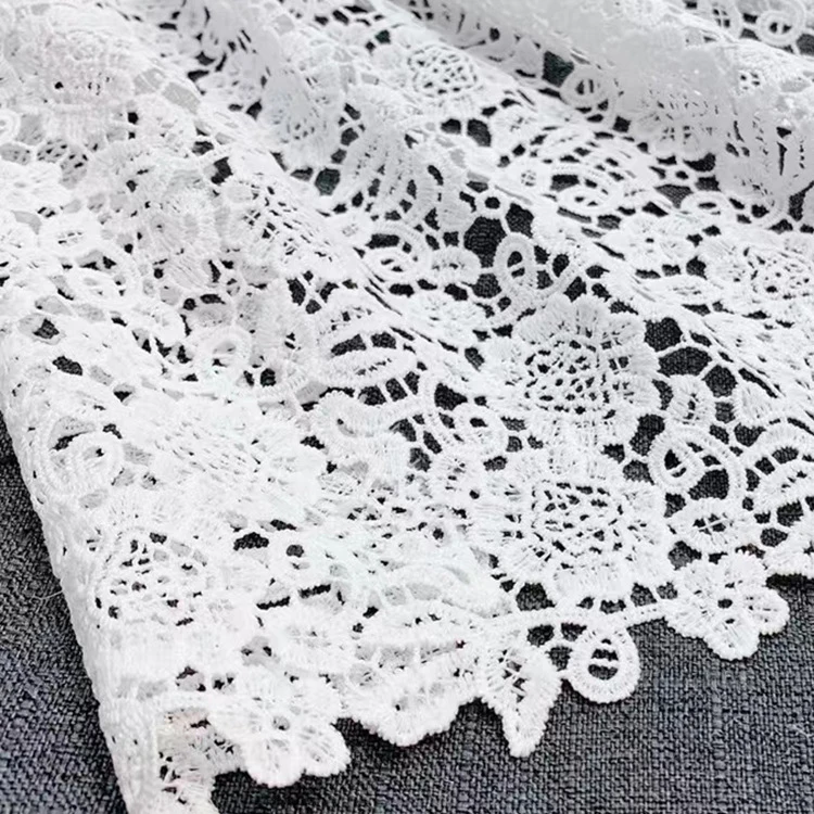 Wholesale high-quality European American dress lace fabric guipure embroidered wedding dress cheongsam lace fabric