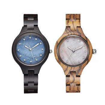 TJW Luxury Quartz Watch for Women 36mm Case Wooden Zebrawood/Ebony Shell Dial Miyota Movement Fashion Charm 36mm Quartz Watch