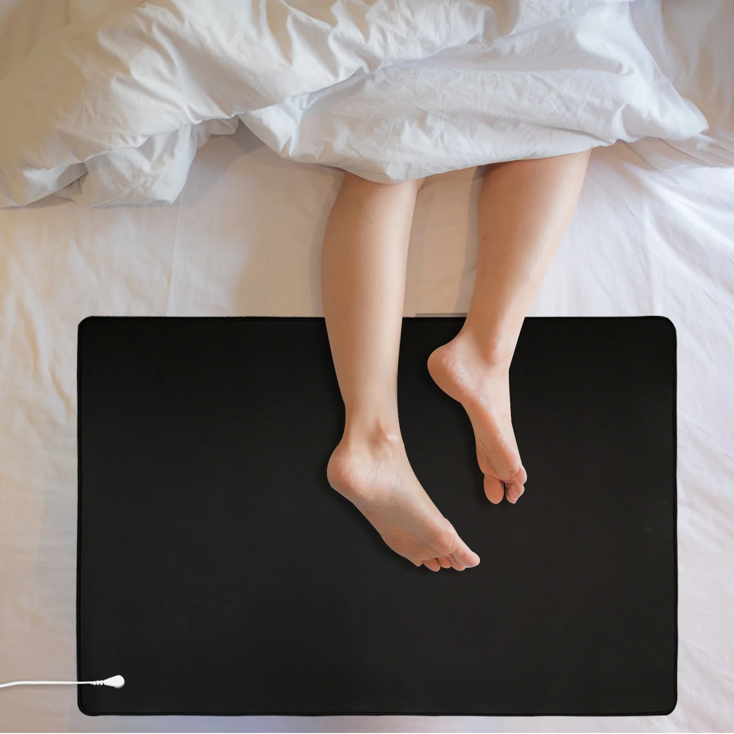 Silver Cotton Conductive Grounding Earthing Bed Fitted Sheet With 4 M