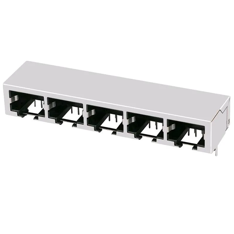 ZED1625NN Stacked 2x5 10 Port 8P8C Modular Jack Vertical 180 Degrees RJ45 Connector