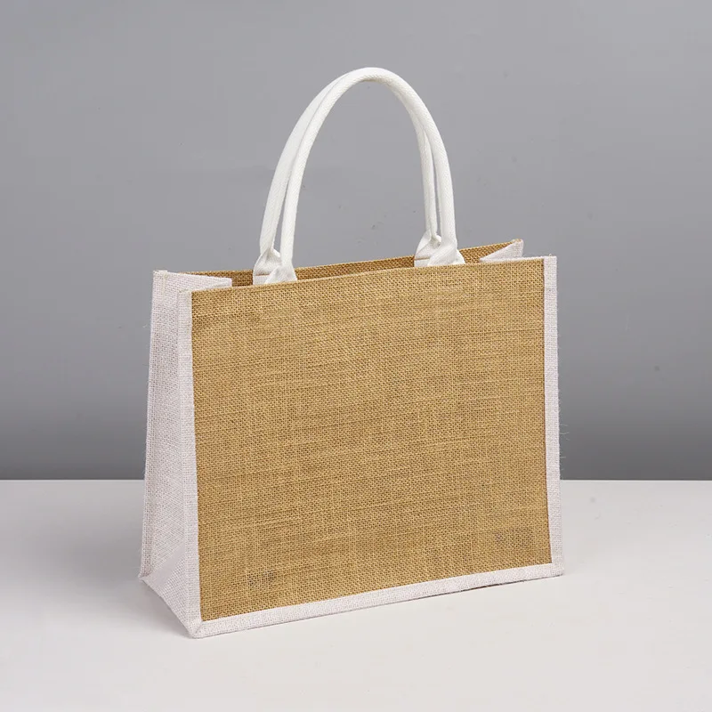 Custom Jute Shopping Bags Wholesale Silk Screen Printed Logo Eco-friendly Reusable Tote Bags Fashion Promotional Gift preview 3