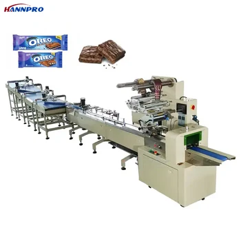 HANNPRO Fully Automatic Chocolate Bar/Biscuit/Cake Flowing Packing Machine Food Wrapping Machine Line