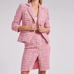 Custom Clothes New Arrival Outfits  Ladies Suits Sets Retro Office Women's 2 Pieces Suits & Tweed blazer and Skirt Set