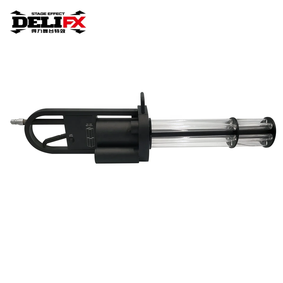 With LED RGB Flashing Detachable Lithium Battery Rotatable Gatling Co2 Jet Cryogenic Fog Effects 6 Nozzle Co2 Jet Smoke Gun