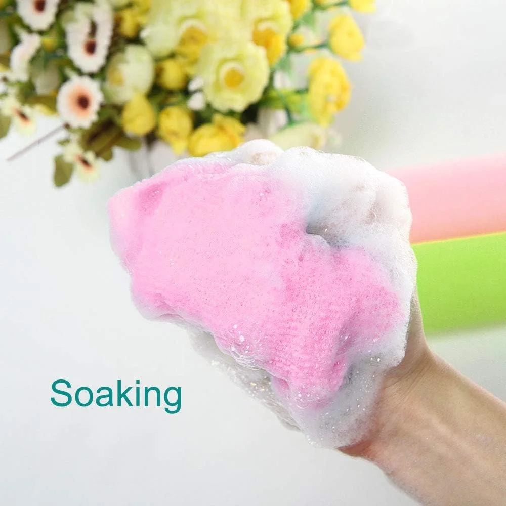 Japanese Korean High Grade Scrub Towel Printing Woven Plain Exfoliating Wash Cloth Nylon Back Scrubber Cleaning Bath Sponges