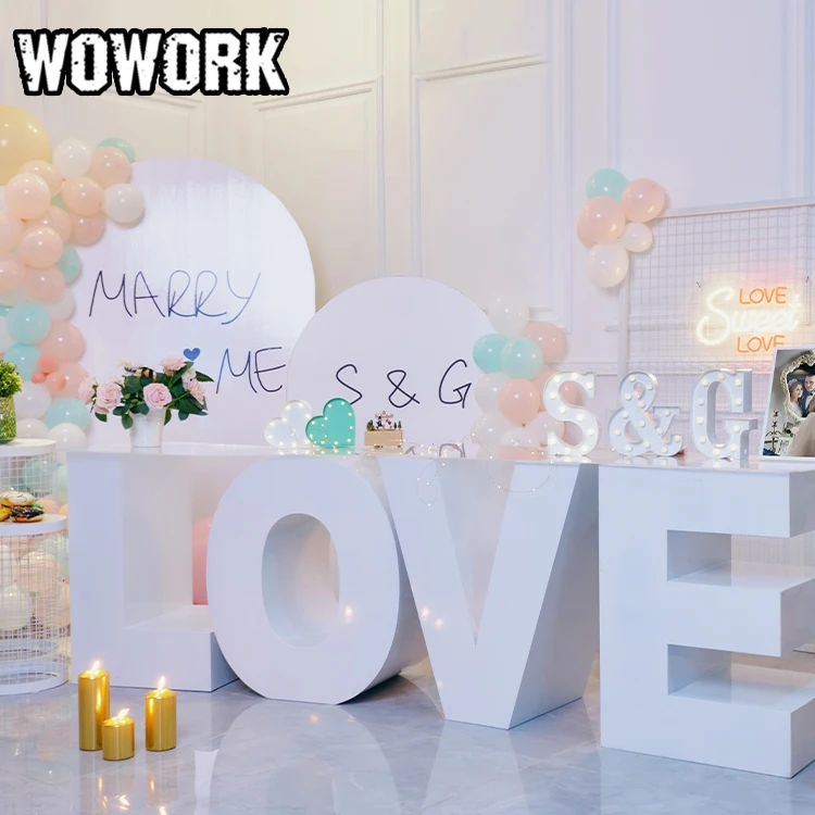 
 WOWORK fushun 3D LED водонепроницаемый свободно стоящий излучающий большие светящиеся цифры любовь большая металлическая буква свет  