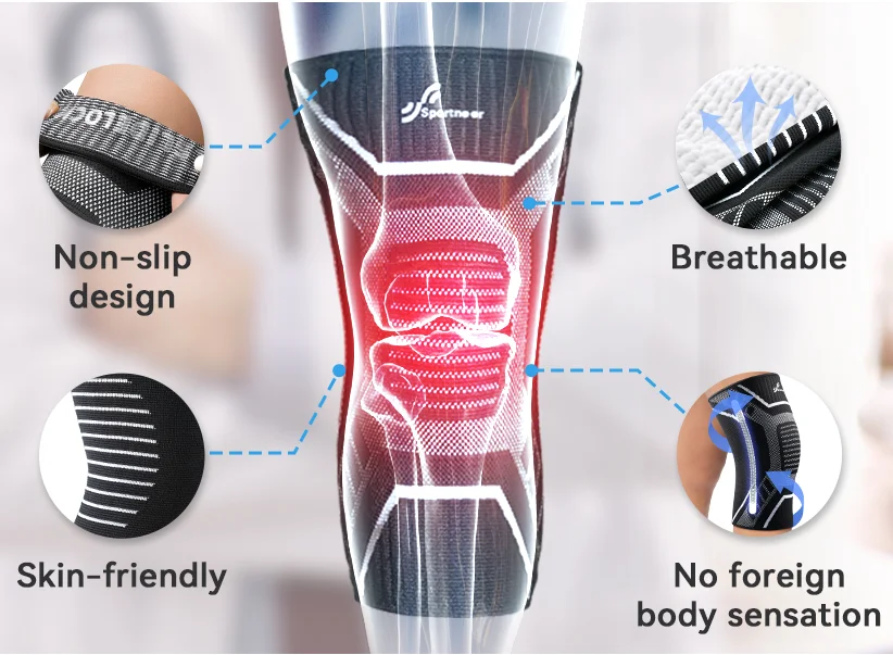 Multicolor Knee Sleeves Custom Made Nylon Elastic - Image 5