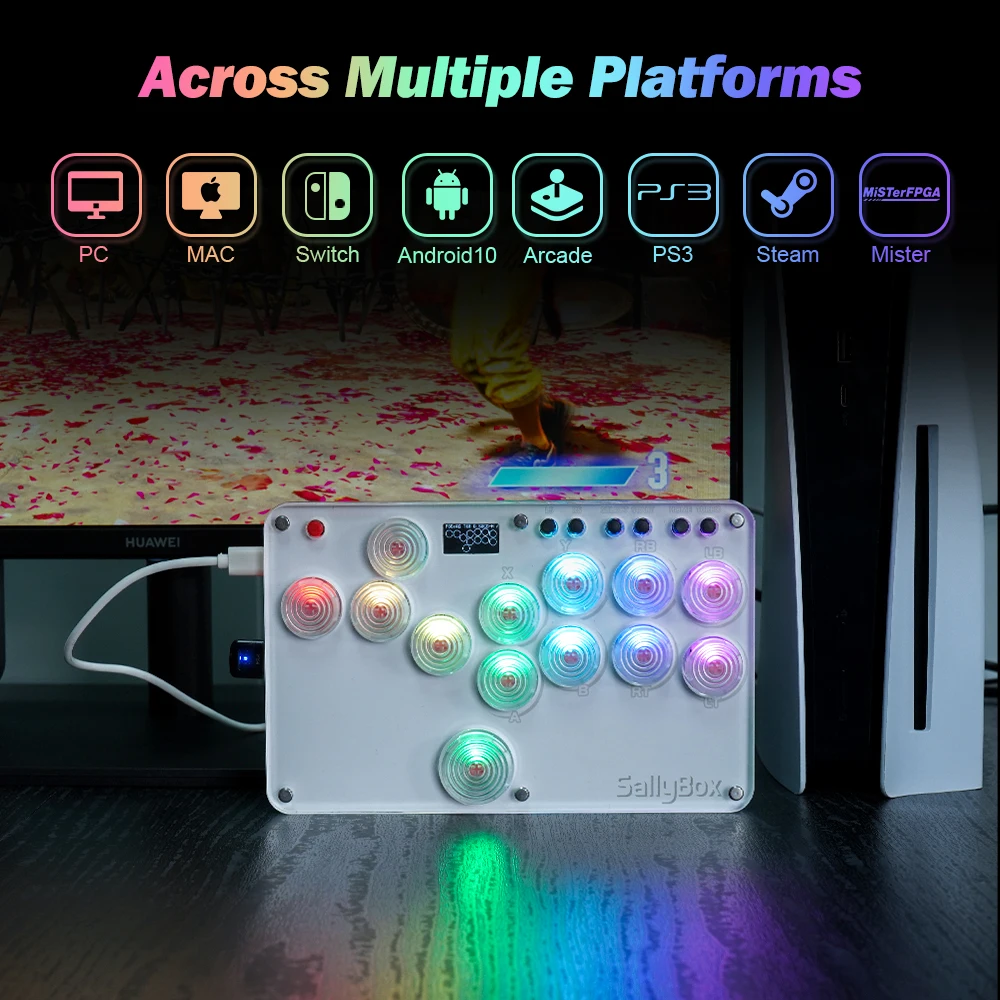 Mini Hitbox WASD SOCD Fighting Stick SallyBox LED Light Controller Game  Controller for PC/PS3/PS4/PS5/XBOX/Switch/Android