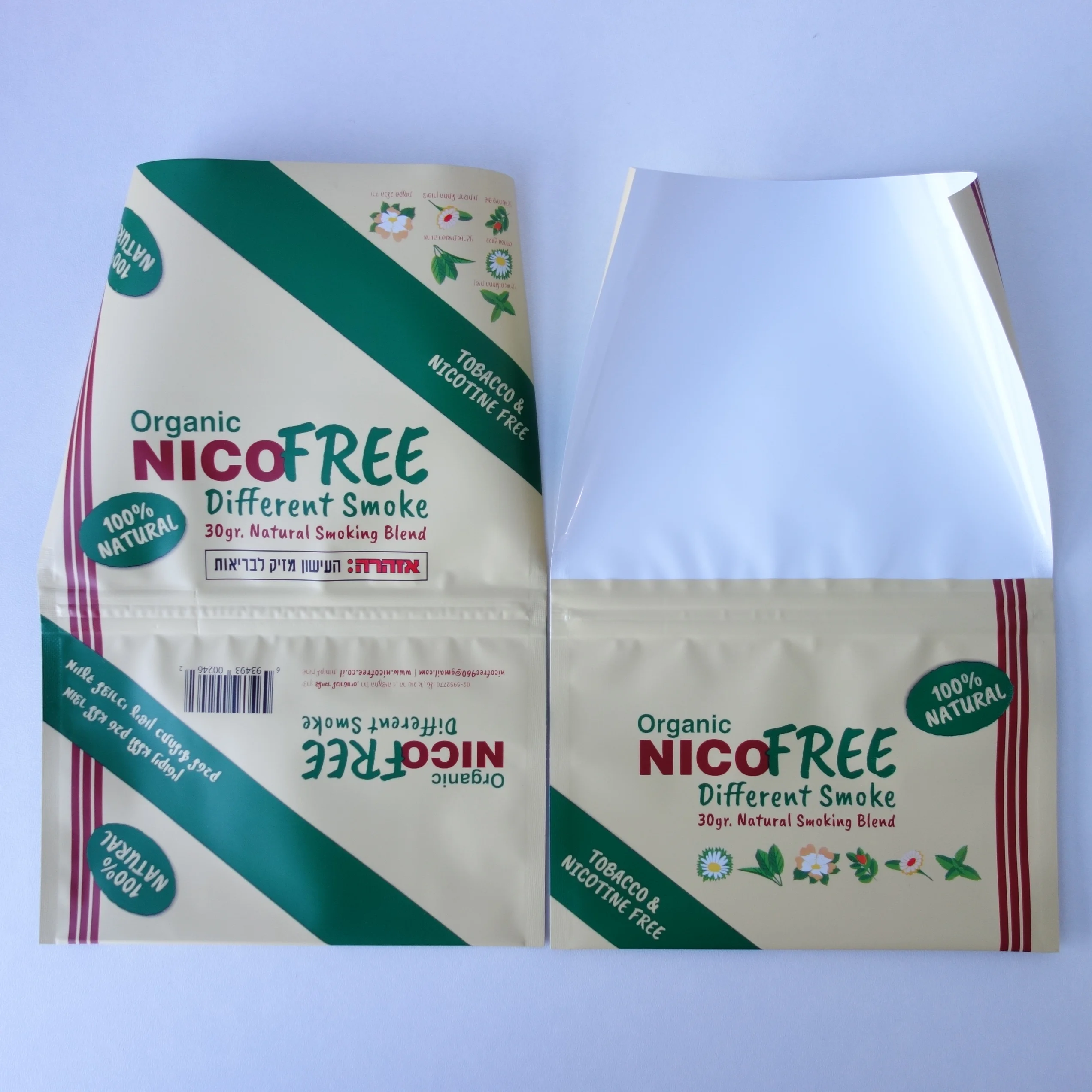 Custom Printed 30g Mini Foil Plastic Tobacco Packaging