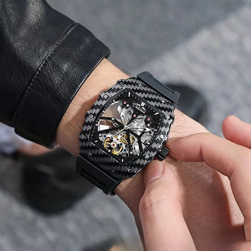 Dulunwe 6067 Men's Tourbillon Skeleton Watch