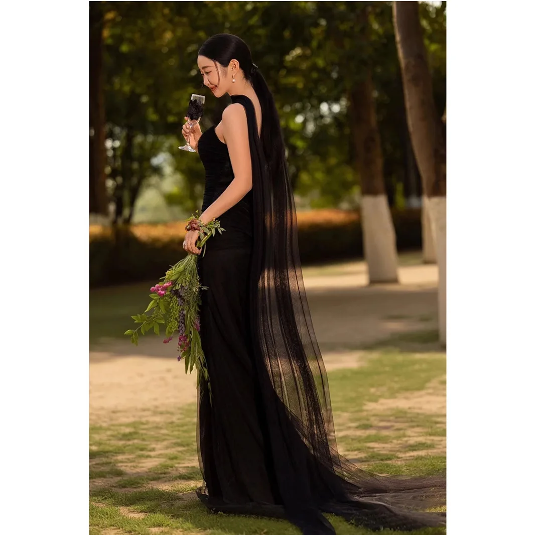 black fairy wedding dress Gothic Dark Fairy Sequined Ball Gown Evening Gown main image 1