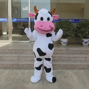 2025 White Cow Mascot Costume Adult Bull Cosplay Set Christmas Halloween Festival Exquisite Dressing Red Cow Doll Set