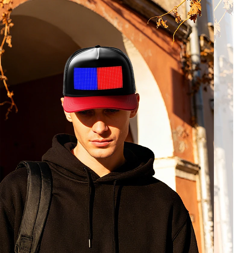 2026 New Luminous Screen LED Baseball Caps for APP Change Text PVC Material Europe America Style Outdoor Black Men Women