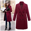 Red plus size wool overcoat topcoat jacket