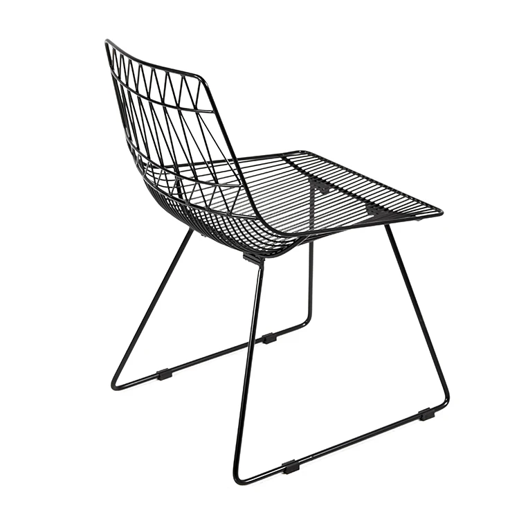Free Sample Gold Modern Mesh Outdoor Round Dkr Metal Leaf Steel Concrete Stackable Lucy Chairing Dining Side Black Wire Chair