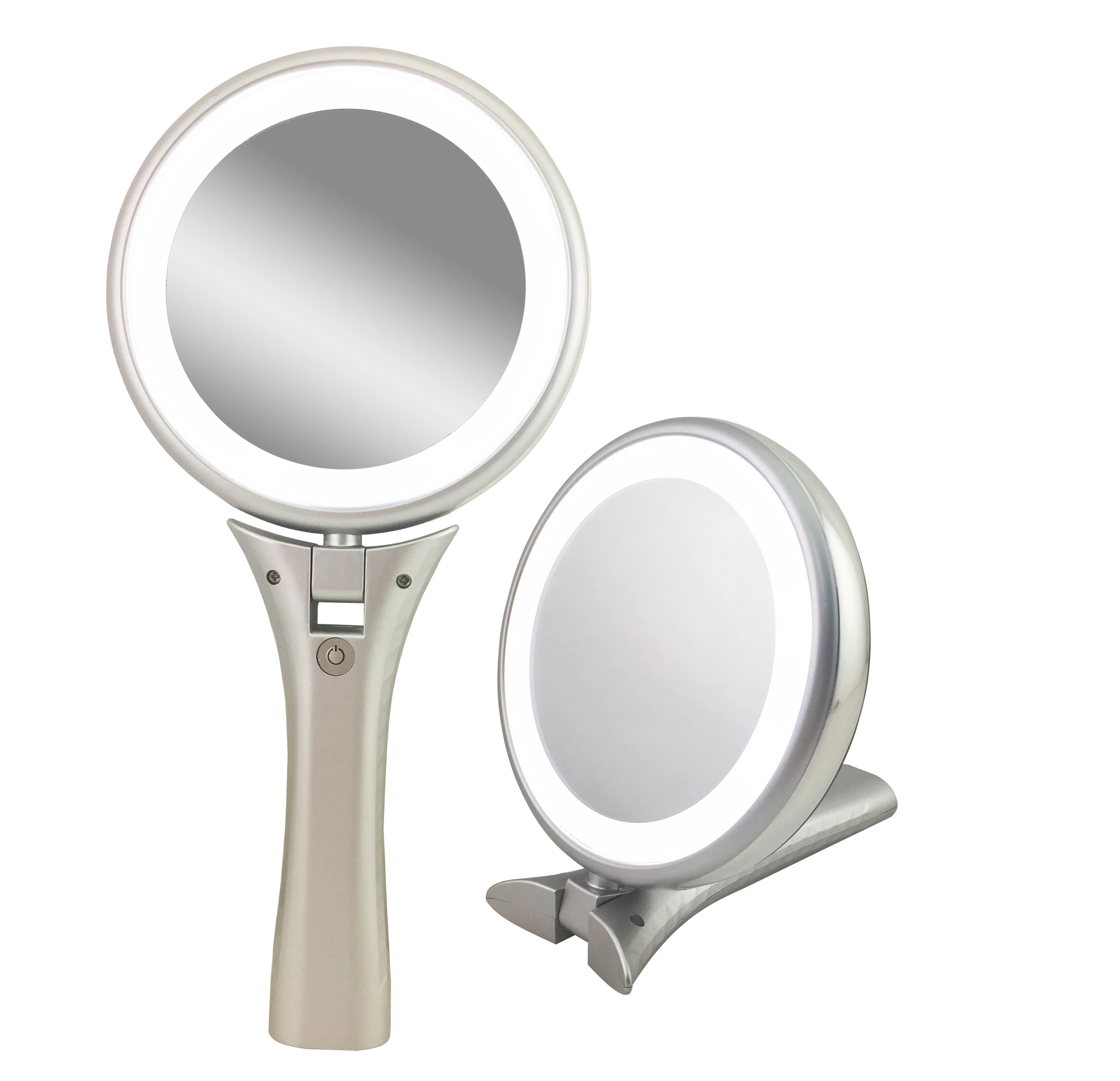 Round Sharp Foldable Led Hand Held Cosmetic Mirror Girls Daily Makeup Tools Desktop Mirror Abs Plastic Glass Mirror Double Sided Buy Rechargeable Two Sided Mirror With Usb Adjustable Brightness Mirror Stand Up Table Adjustable Lighting