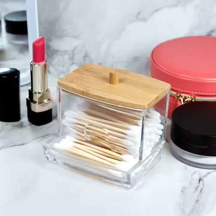 Clear Cotton Swabs Box Cosmetic Cotton Storage Rackr Cosmetic Medical Cotton Bud Swabs Organizer Holder Box