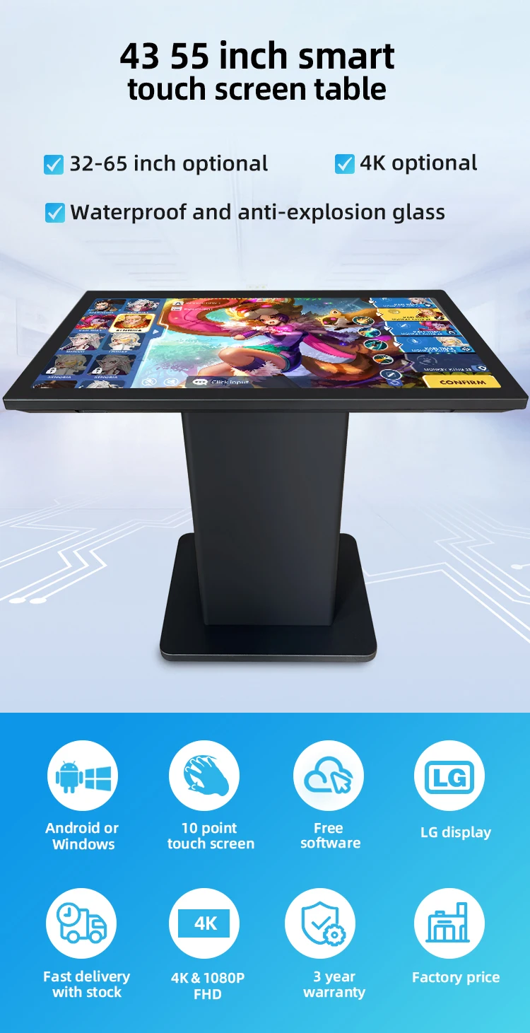 Hotel Restaurant Table Tactile Wireless Charging Android or Windows ...