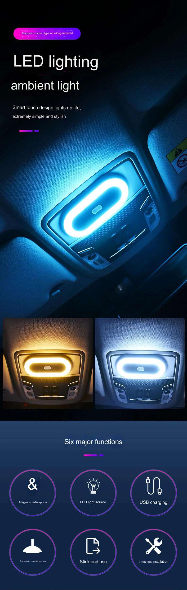 Factory Auto Accessories Car Interior Led Car Reading Light Super Bright Car Ceiling Light Led
