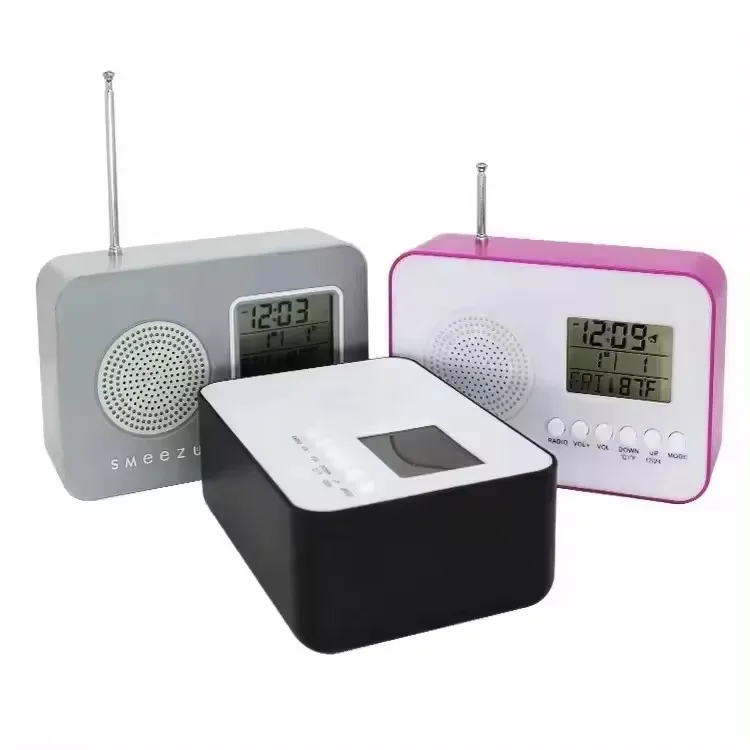 Factory Direct Supply Digital Desktop Radio Alarm Clock FM Antenna Electronic LCD Display Calender Radio Clock