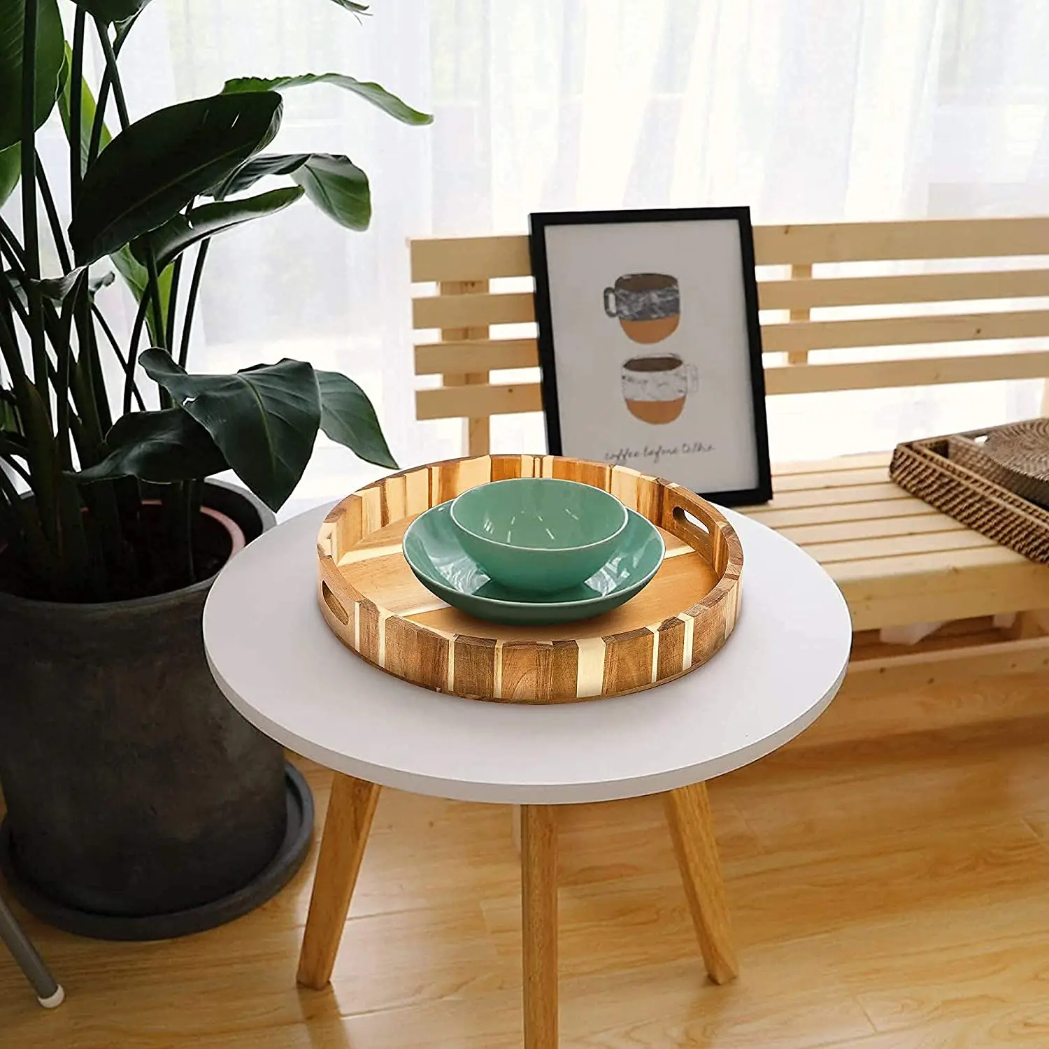 Large Round Ottoman Trays Perfect for Serving Food