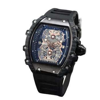 Luxury tonneau watches are RM style suppliers for men's Richard 0928 Casual Sports black silica strap quartz men's watch