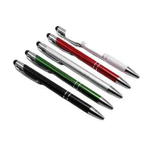 Luxury Advertising Promotional Customized logo Engraved Personal Aluminum Metal Ball Pens with Top Stylus