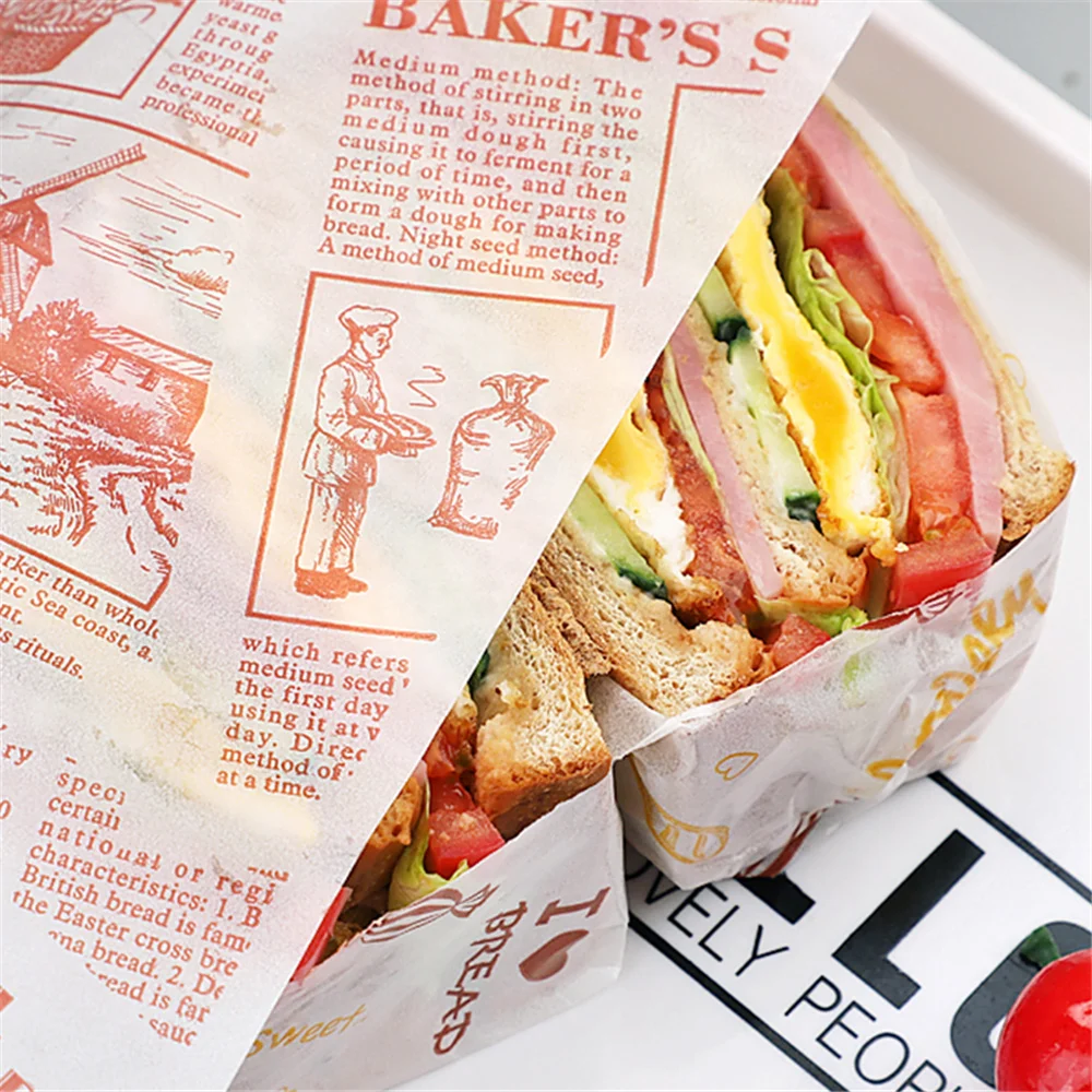 Disposable Custom Printed Wax Paper Sheets For Sandwich Food