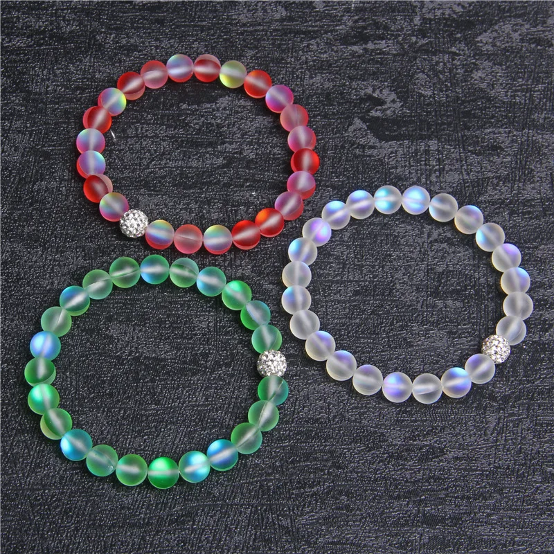 FORUBUS Braccialetto Mystic Mermaid – Perline Di Vetro A Forma Di Sirena E Luna – Elasticizzato 18,2 Cm – Regalo Donna - 4