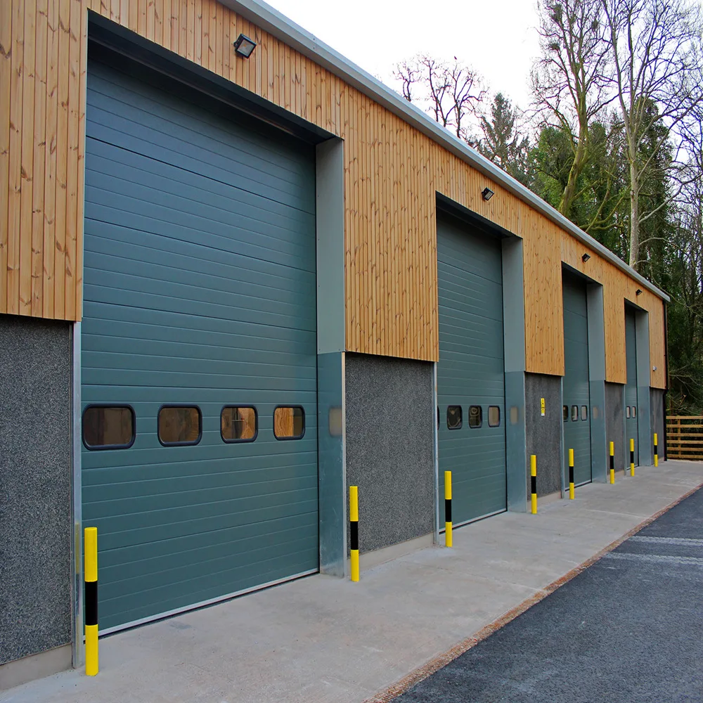 Doorhan Automatic Vertical Sliding Sectional Garage Door With Pedestrian Door and Windows Kit