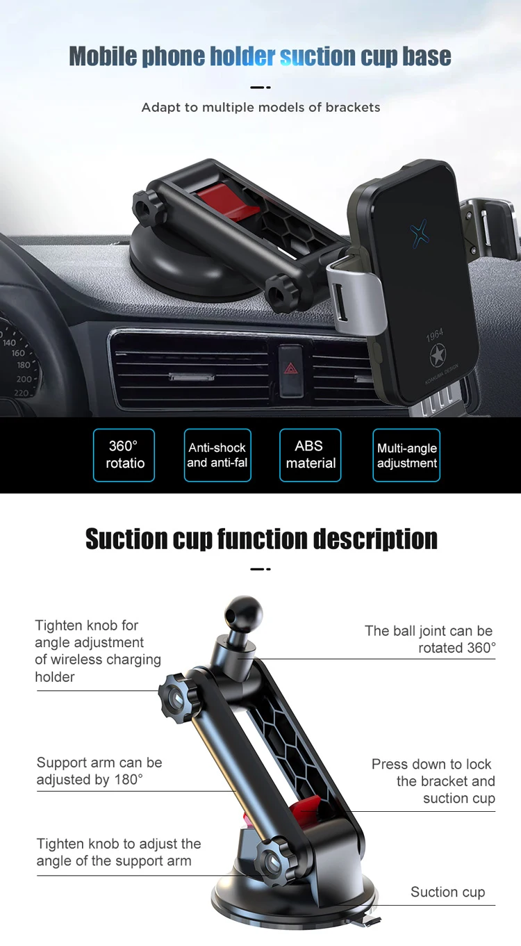 Koakuma Wireless Charger Car Holder Accessories 360 Rotation Adjustable  Sucker Dashboard Windshield Suction Cup Mount - Buy Car Holder  Accessories,Windshield Suction Cup Mount,Suction Cup Mount Product on  