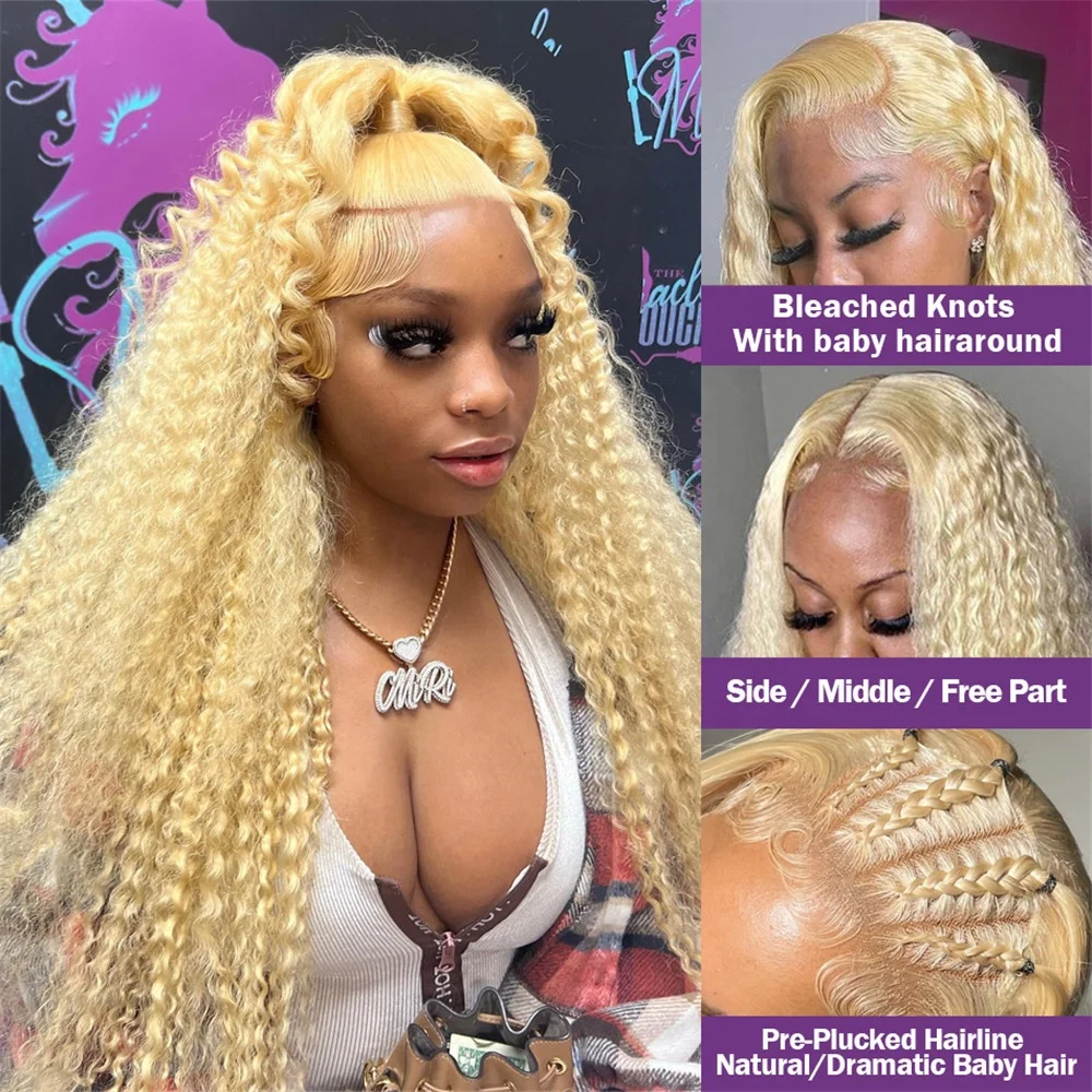 Kinky Curly 20 Inch Deep Wave Human Hair Lace Front Wig 180  display picture 3