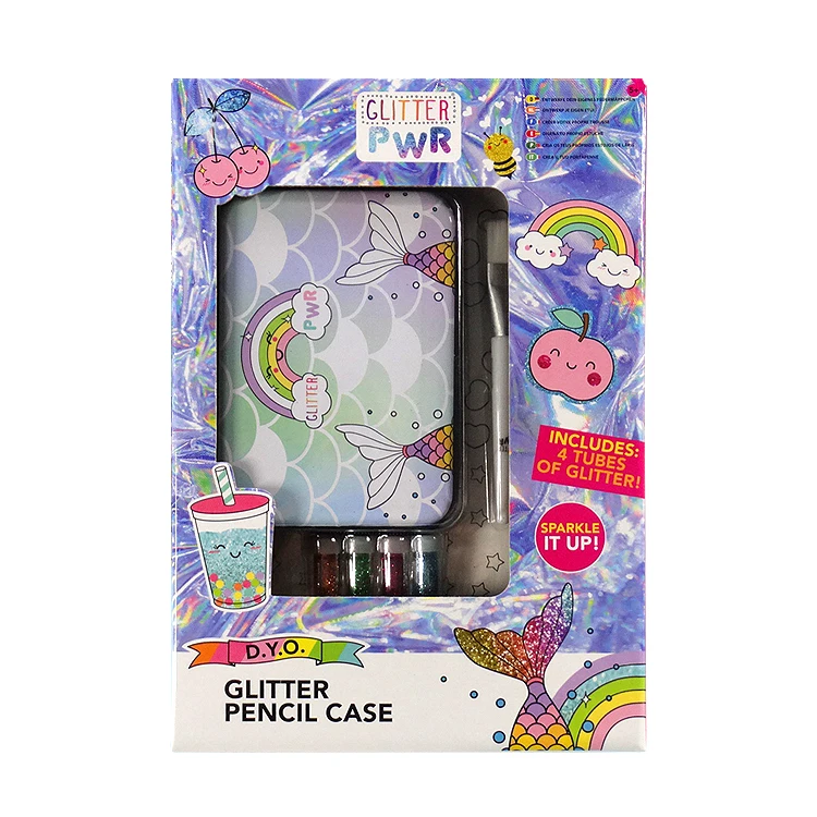 Promotional Glitter Pencil Case Baby Girls Toys Children Stationery Toys for Girls Kids