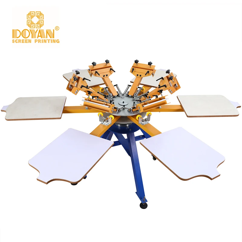 Machinery Rotary Clothes Textile 6 Color 6 Station t Shirt Manual Silk Screen Printing Machine for Sale T-shirts