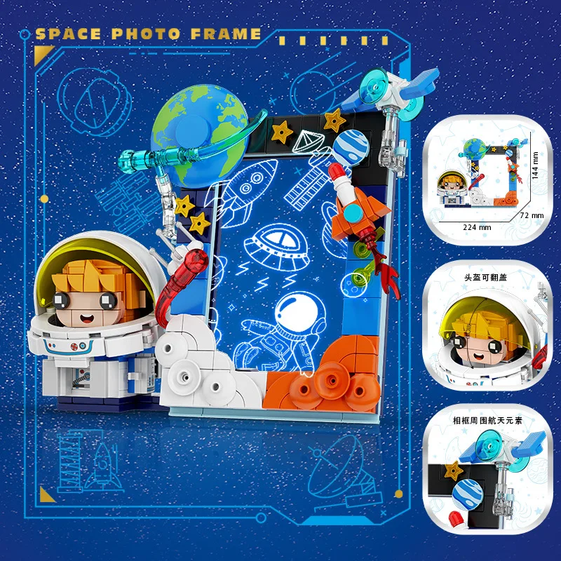 CAYI Astronaut Photo Frame Building Blocks Creative Spaceman Theme Mobile Phone Bracket Assembly Bricks kids Christmas gift toy