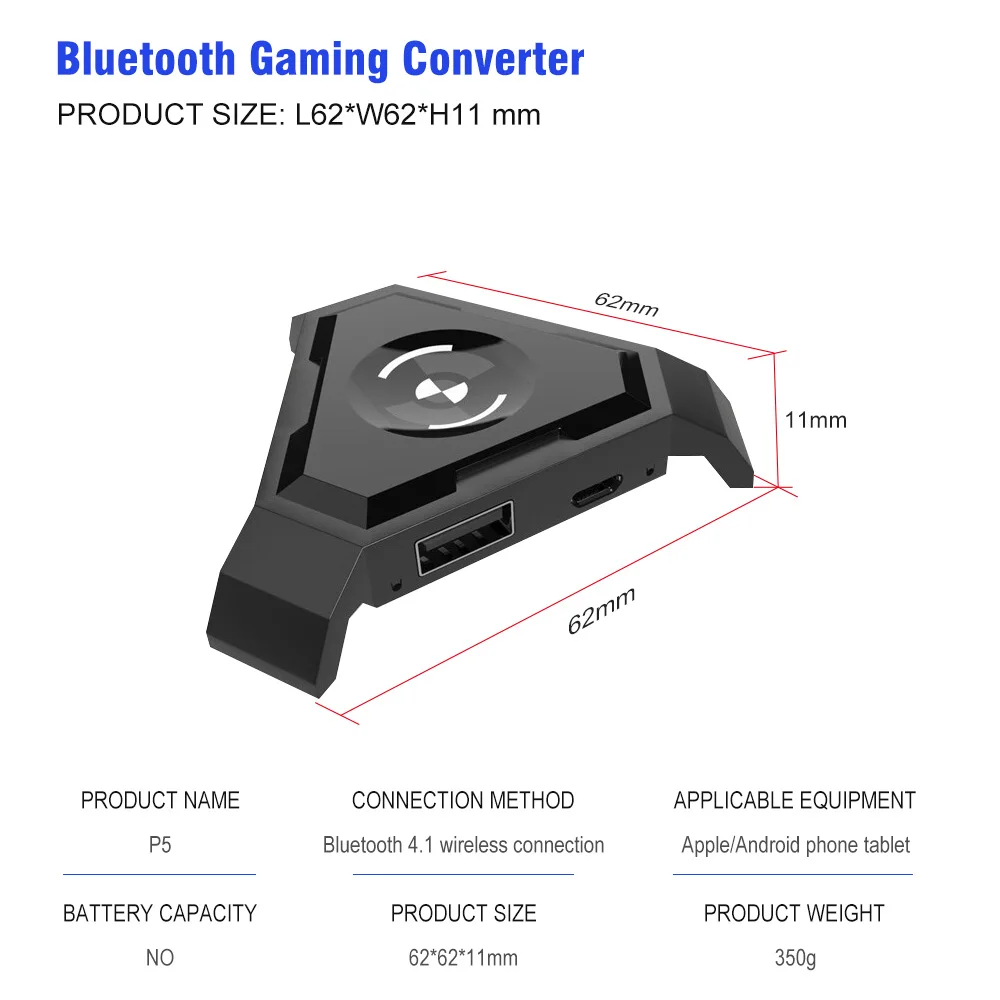 P5 Model USB Gamepad Controller Throne Docking Station Gaming Keyboard and Mouse Converter for PUBG Mobile Android IOS