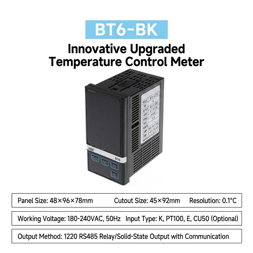 XRKC BT6-BK 1220 Digital PID Temperature Controller ODM/OEM 48*96mm Industrial LCD Plastic Temp Instrument for Drying Oven