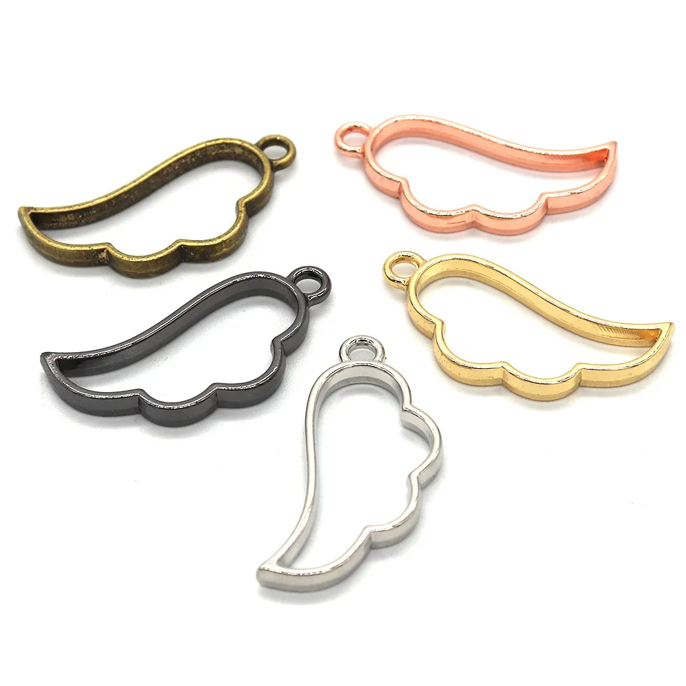 Frame Bezel Accessory 10pcs Wings Frame Bezels for UV Resin Jewelry Golden Coffins Hollow ...