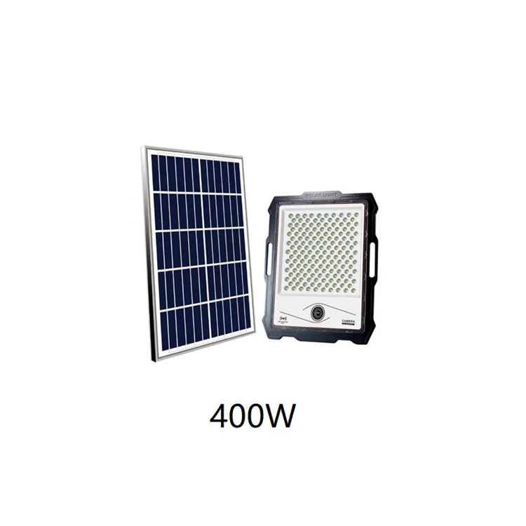New product 100w 200w 300w 400w remote control with camera  solar led flood light