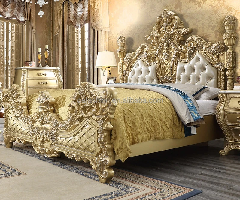 Oefashion Customized Italy Rococo Home Bedroom Furniture Luxury Solid