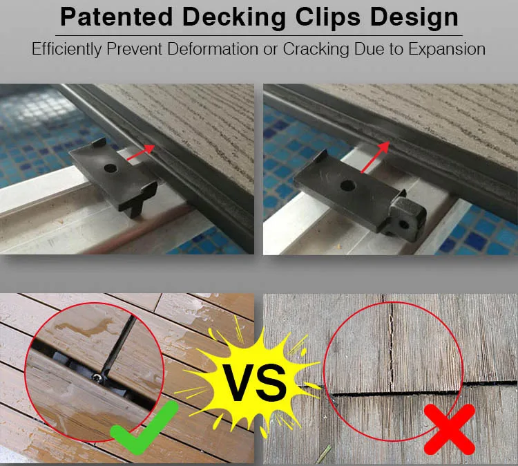 Easy Installation Modern Design Hide Frame Flooring Garden WPC Decking