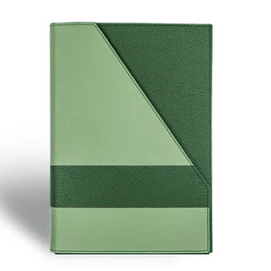 Green Wholesale Custom A5 Magnetic Closure Thread Sewing Bound Luxury Vegan Leather Hardcover Organizer/Planner Notebooks