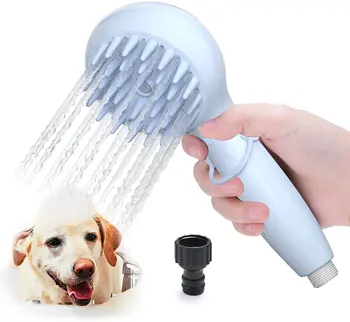 Shampoo Dispenser Shower Sprayer Pet Bath Massage Brush Dog and Cat Silicone Blue Sustainable Pet Cleaning & Grooming Products